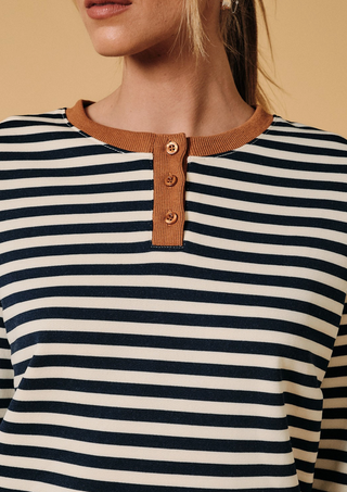 Henley Stripe Sweatshirt