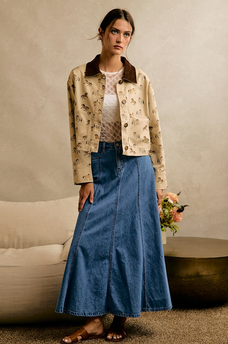 Horse Print Cropped Barn Jacket