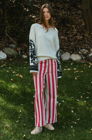 Striped Wide Leg Jean