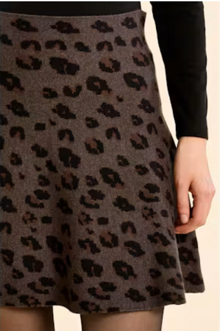 Leopard Knit Skater Skirt
