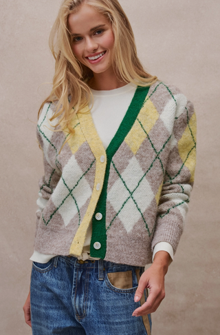 Country Club Argyle Knit Cardigan