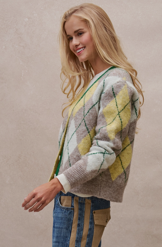 Country Club Argyle Knit Cardigan