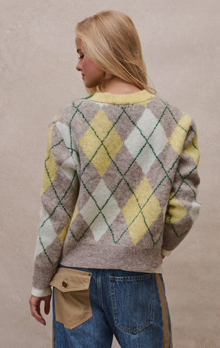 Country Club Argyle Knit Cardigan