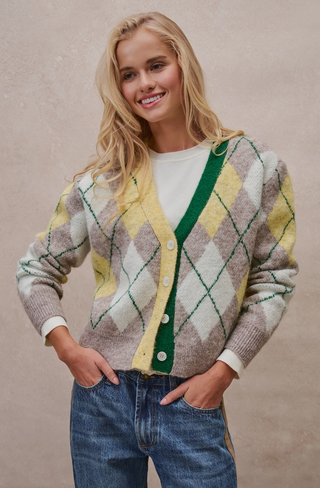 Country Club Argyle Knit Cardigan