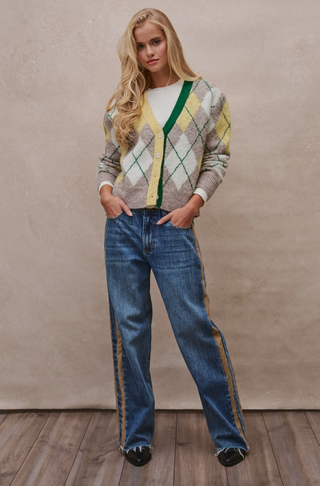 Country Club Argyle Knit Cardigan
