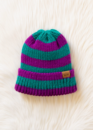 Rib Stripe Fleece Lined Beanie