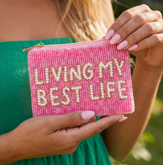 Living My Best Life Beaded Coin Purse