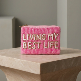 Living My Best Life Beaded Coin Purse