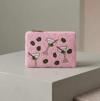 Martini Cocktail Beaded Coin Purse