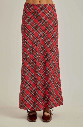 Tartan Plaid Flare Maxi Skirt