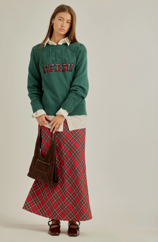 Tartan Plaid Flare Maxi Skirt