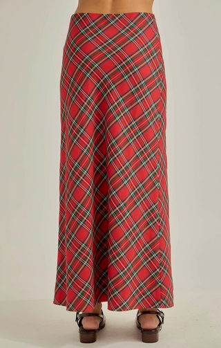 Tartan Plaid Flare Maxi Skirt