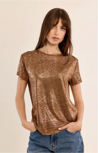 Metallic Short Sleeve Top