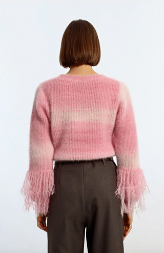 Fringe Sleeve Knit Sweater