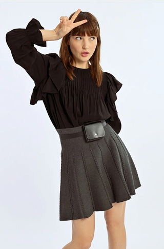 Pleated Knit Skirt