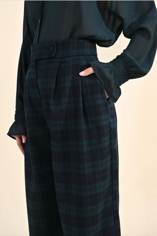 High Waisted Tartan Plaid Trousers