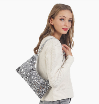 Silver Sequin Shoulder Bag