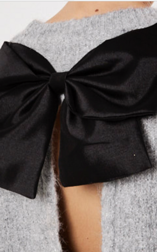 Bow Back Lurex Fuzzy Sweater
