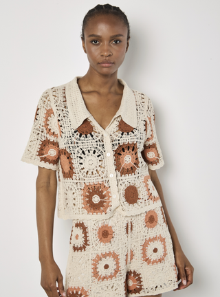 Collared Crochet Cardigan