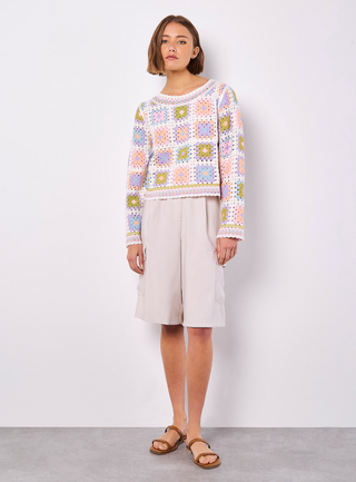Pastel Crochet Square Sweater