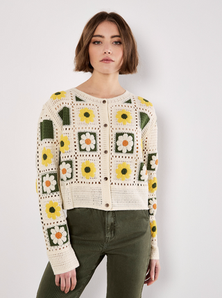 Daisy Squares Crochet Cardigan