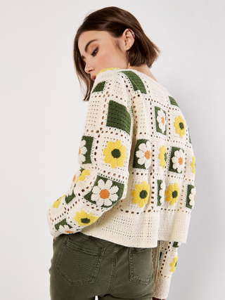 Daisy Squares Crochet Cardigan
