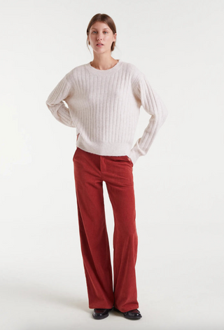 Ribbed Long Sleeve Knit Sweater