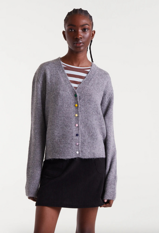 Multicolored Button Knit Cardigan