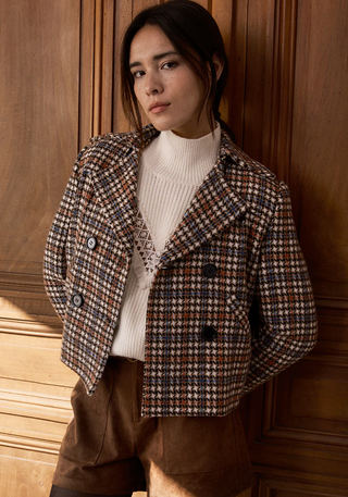 Plaid Double Breasted Coat