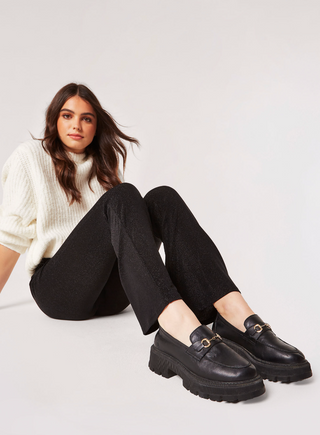 Metallic Sparkle Jersey Flare Pants