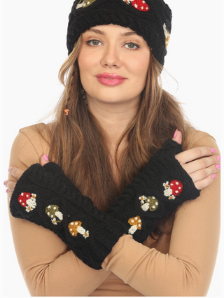 Mushroom Knit Fingerless Mittens