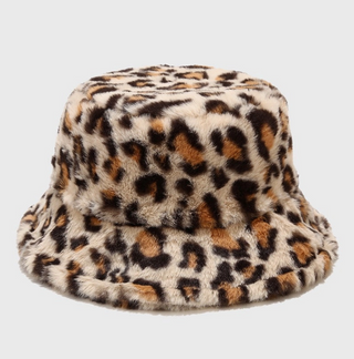 Faux Fur Leopard Bucket Hat