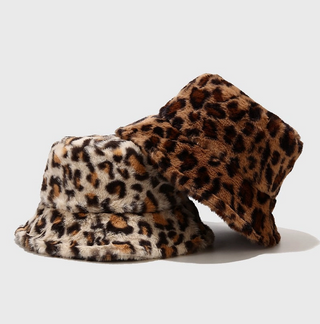 Faux Fur Leopard Bucket Hat