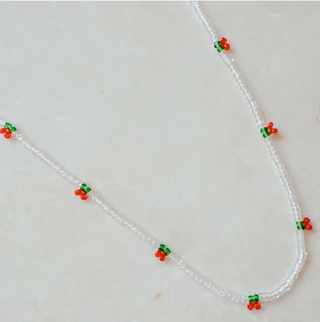 Cherry Drops Beaded Necklace