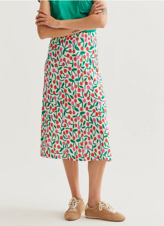 Cherry Print Midi Skirt
