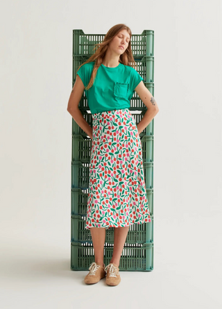 Cherry Print Midi Skirt