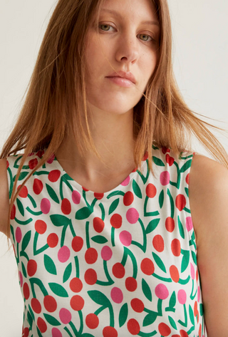 Cherry Print Midi Dress