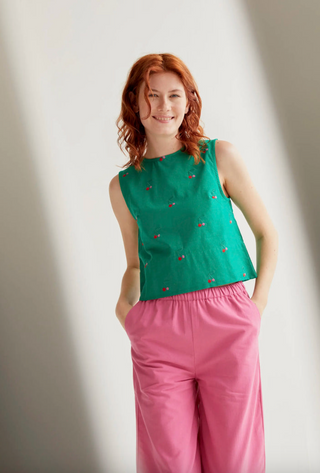 Embroidered Cherry Top