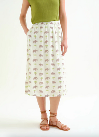 Elephant Print Midi Skirt