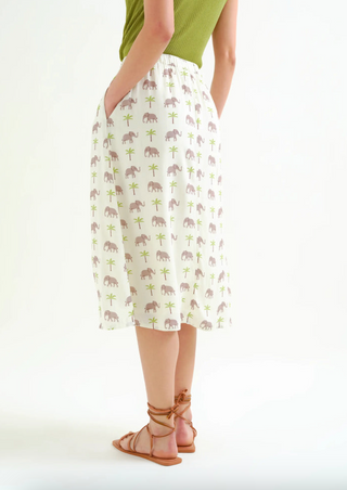 Elephant Print Midi Skirt