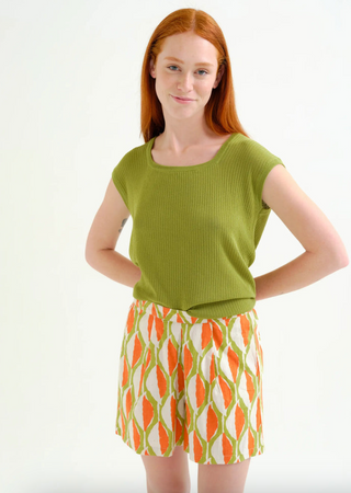 Ribbed Square Neckline Knit Top