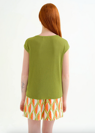 Ribbed Square Neckline Knit Top