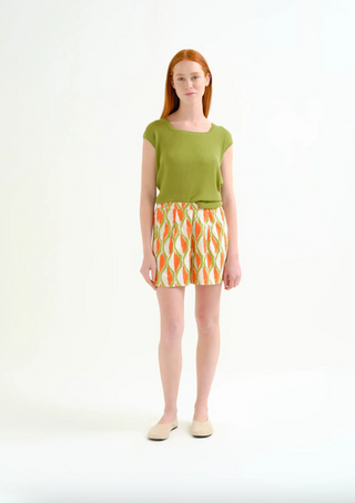 Ribbed Square Neckline Knit Top