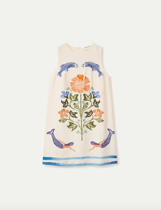 Fish & Mermaid Print Mini Shift Dress