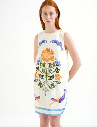 Fish & Mermaid Print Mini Shift Dress