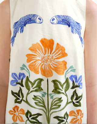 Fish & Mermaid Print Mini Shift Dress