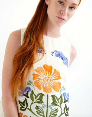 Fish & Mermaid Print Mini Shift Dress