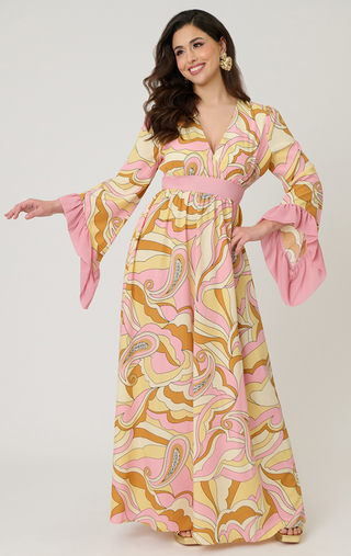 Psychedelic Paisley Empire Waist Maxi Dress