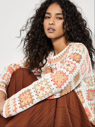 Pastel Crochet Square Sweater