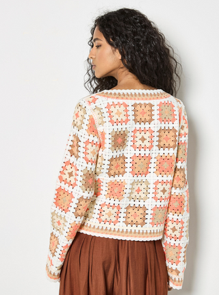 Pastel Crochet Square Sweater